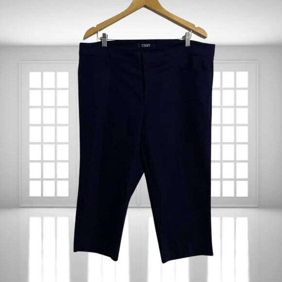 Chaps Navy Blue Cropped Pants | Size 16W | Classic & Comfortable - Picture 2 of 14